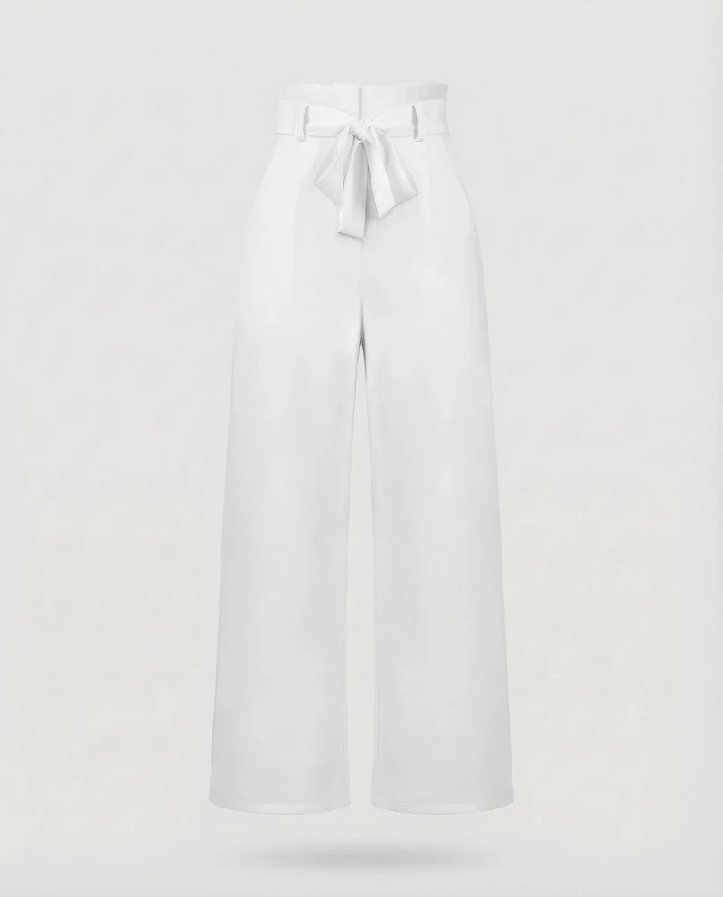 Damen Hose High Waist Bindegürtel