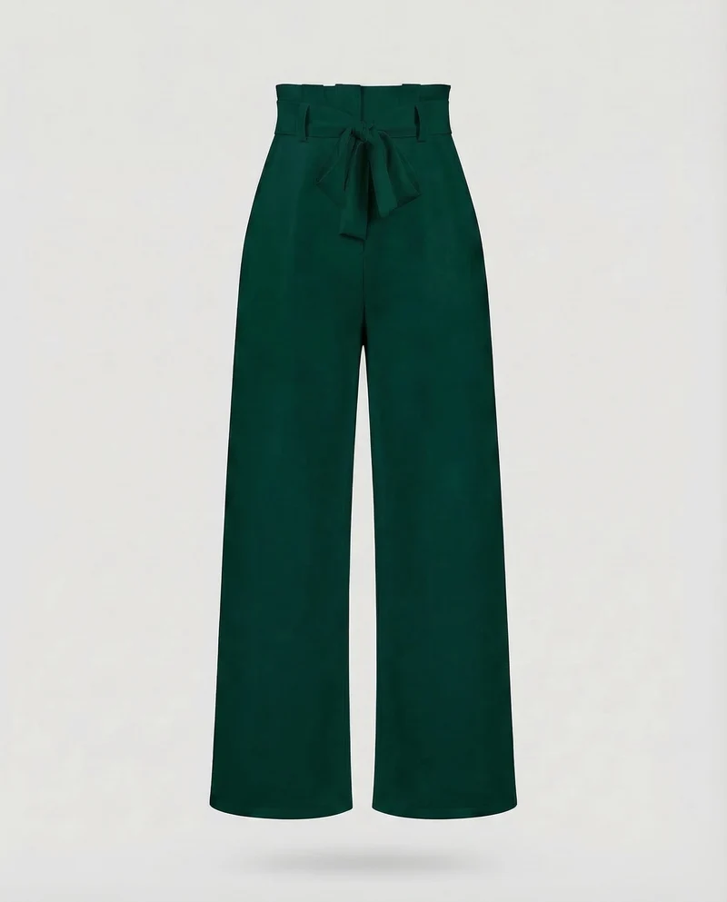 Damen Hose High Waist Bindegürtel