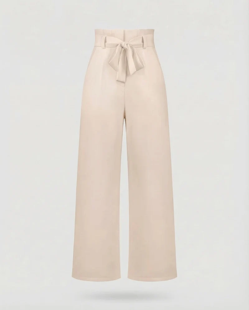 Damen Hose High Waist Bindegürtel