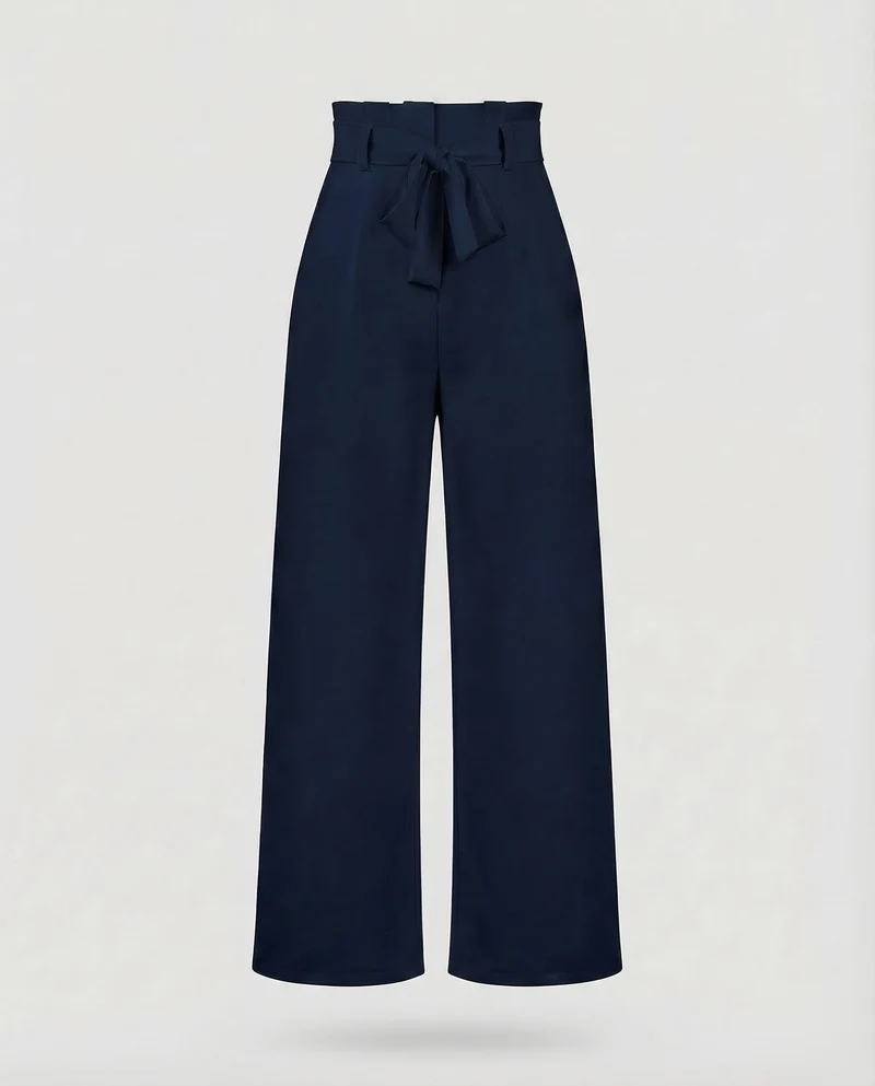 Damen Hose High Waist Bindegürtel