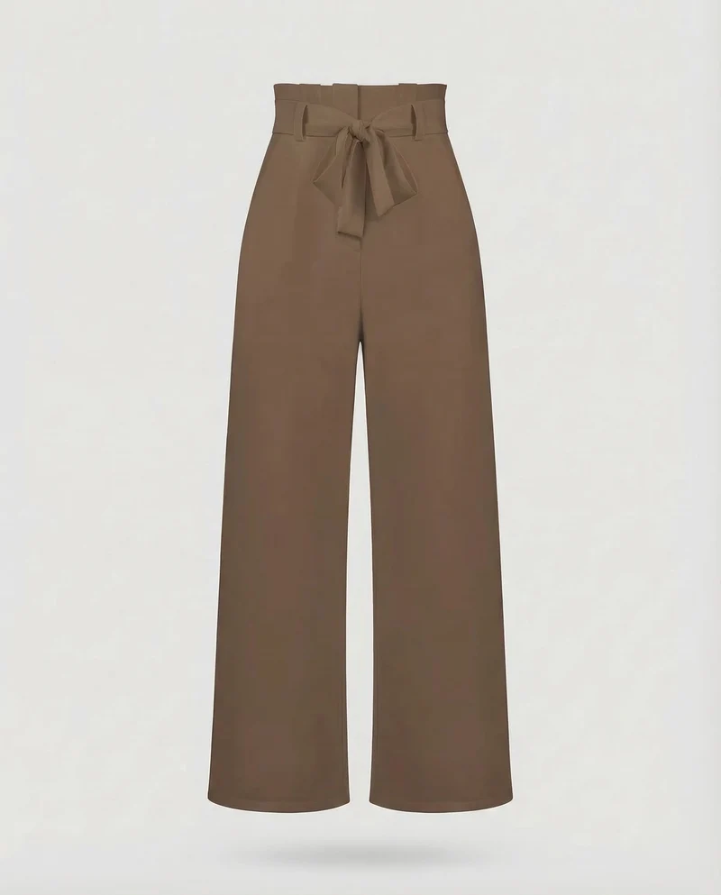 Damen Hose High Waist Bindegürtel