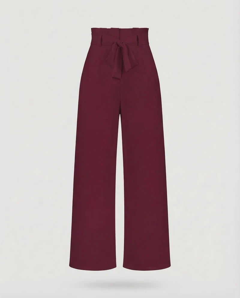 Damen Hose High Waist Bindegürtel