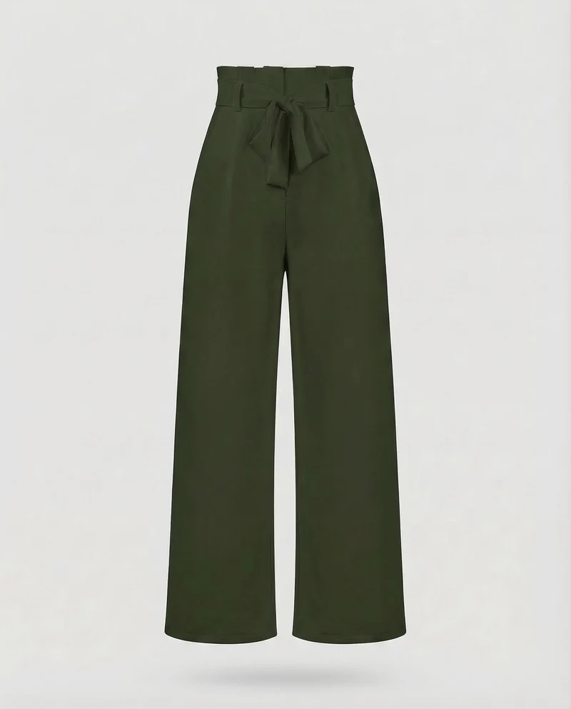 Damen Hose High Waist Bindegürtel