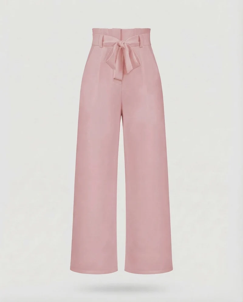 Damen Hose High Waist Bindegürtel