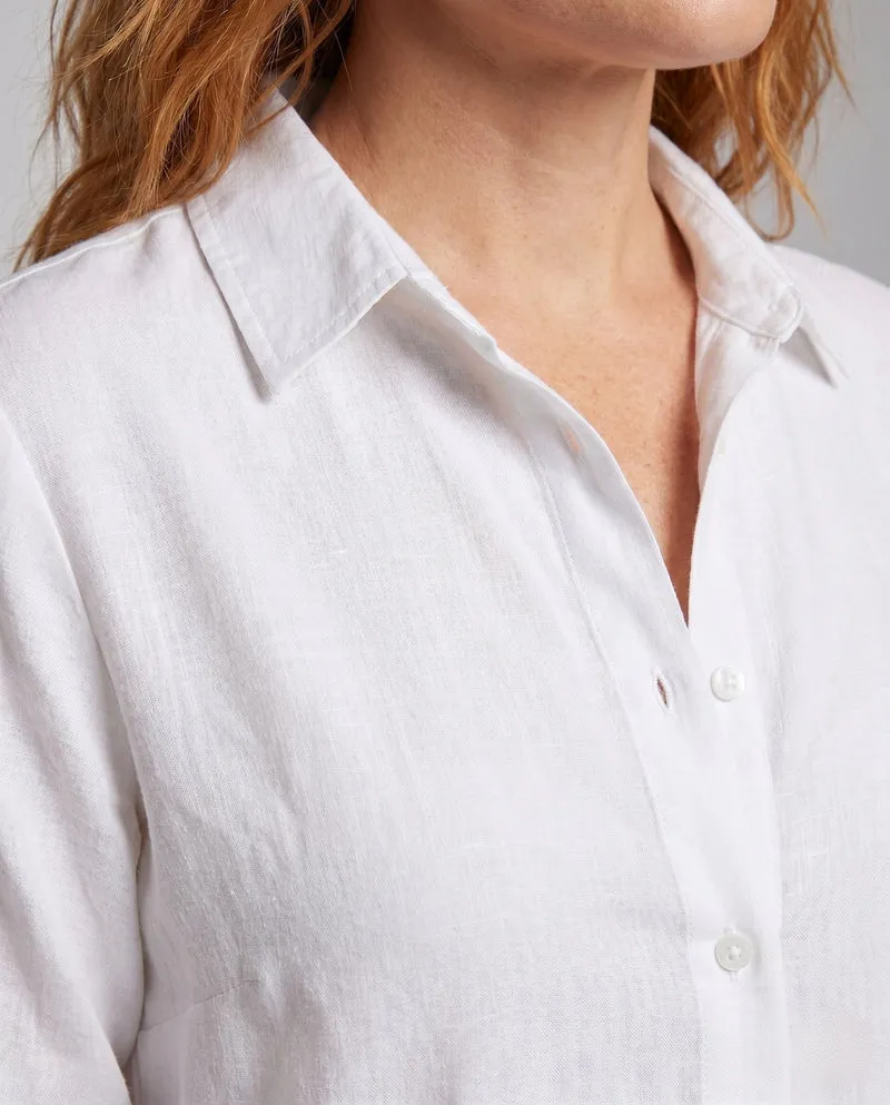 Damen Lässiges Hemdblusenkleid aus weichem Leinen Nord Taschen