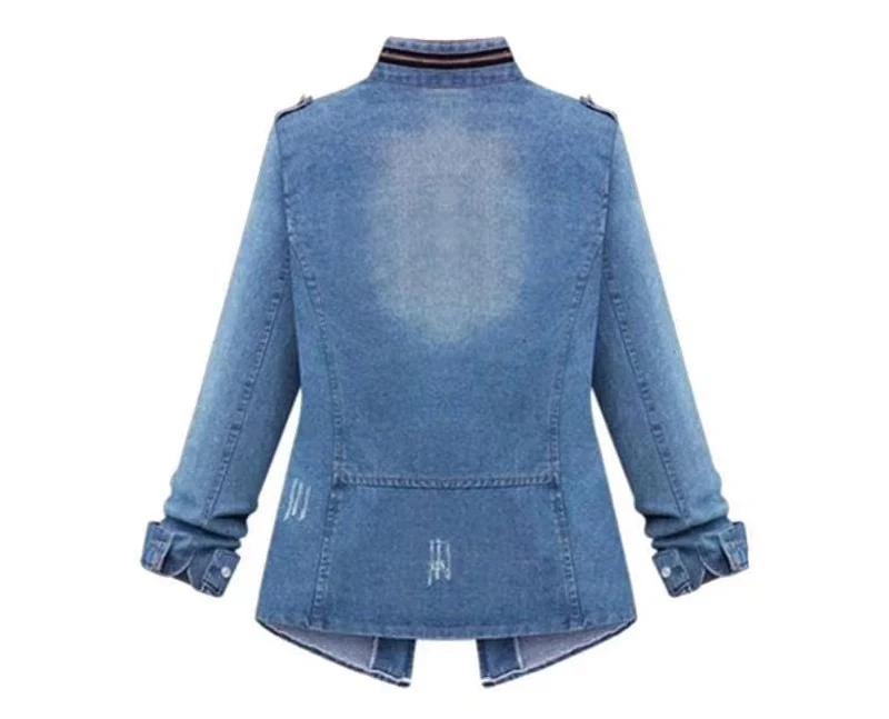 Damen Denim-Jacke mit praktischen aufgesetzten Taschen und Kordelzug