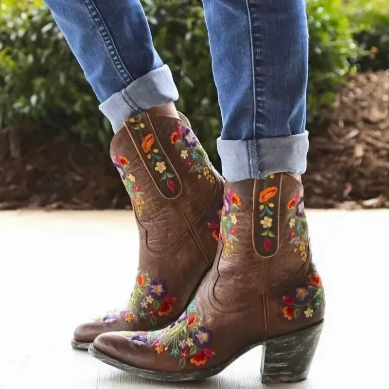 Wasserdichte Vintage Cowgirl-Stiefel