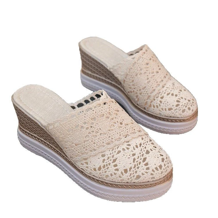 Damen nan gehäkelte Plateau-Slipper mit Jute-Details und Memory-Fußbett Nord Taschen