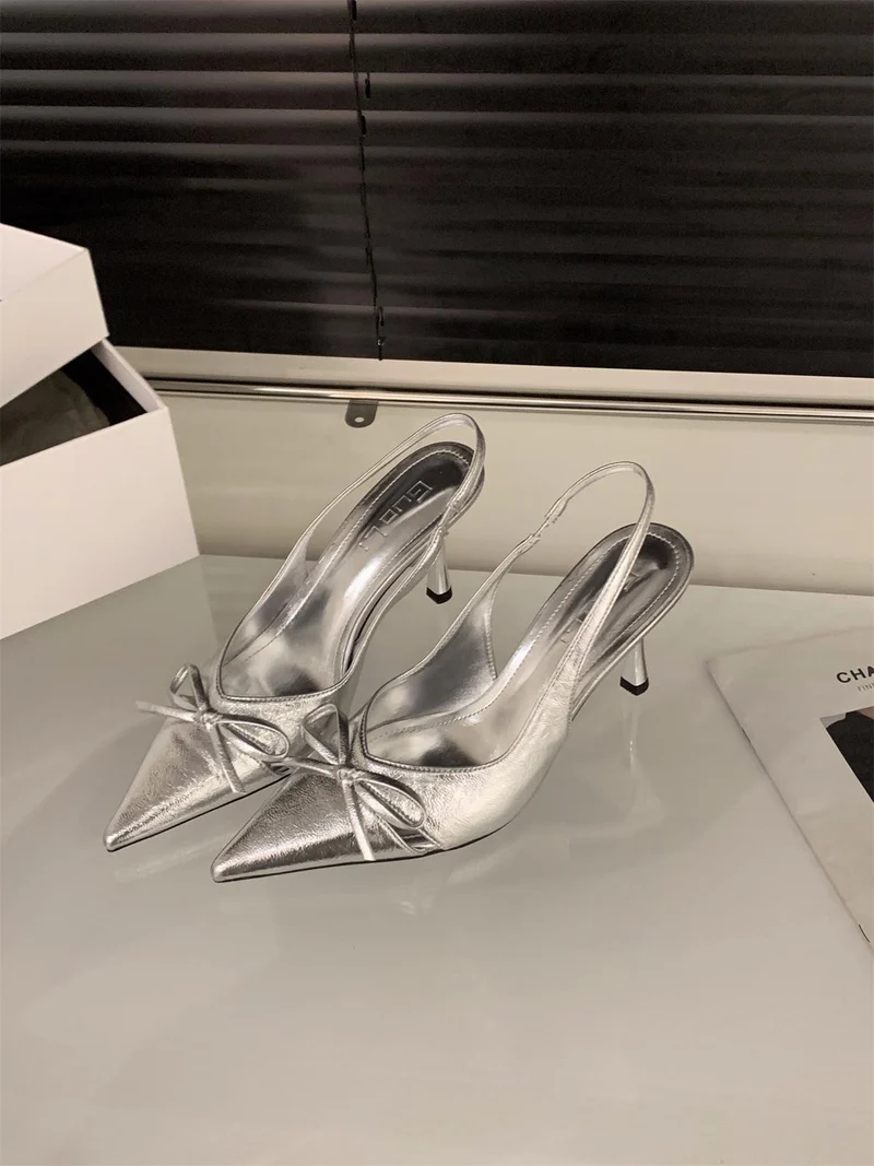 Damen elegante Slingback-Pumps mit Schleifenakzent