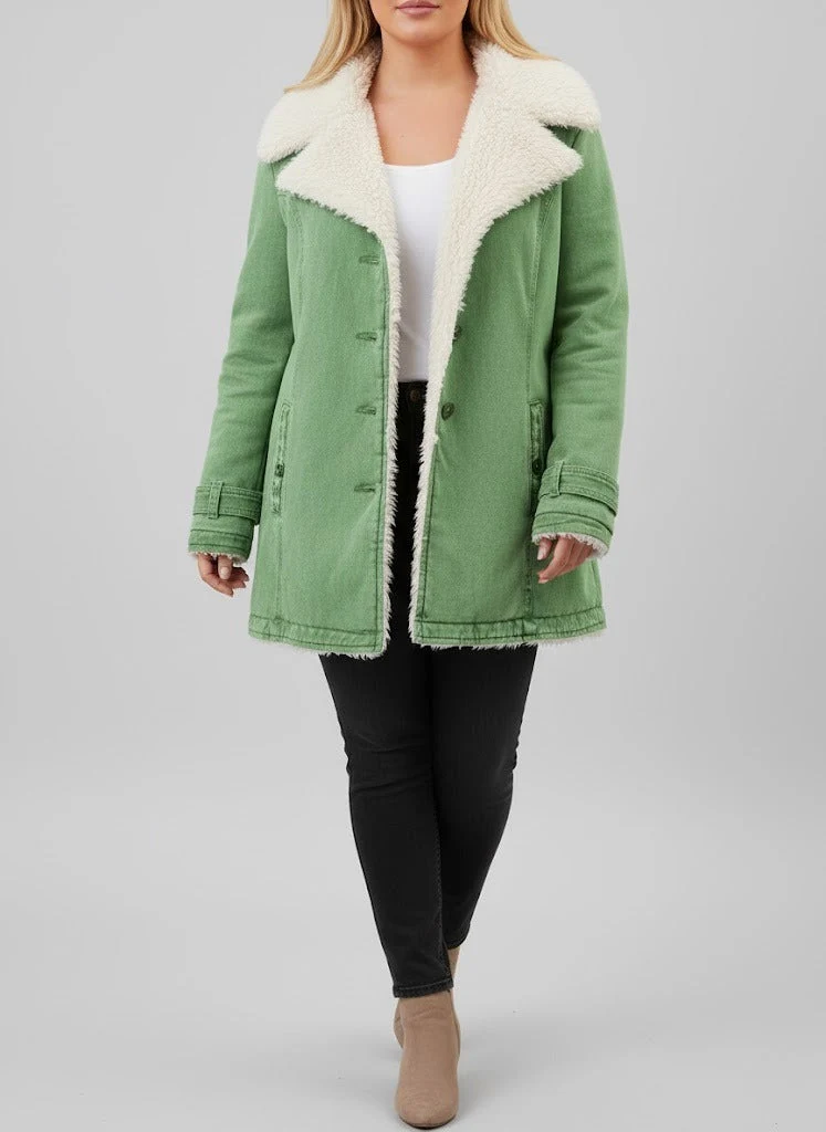 Damen Warme Sherpa-Futter Winterjacke | Große Größen