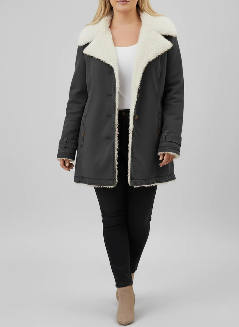 Damen Warme Sherpa-Futter Winterjacke | Große Größen