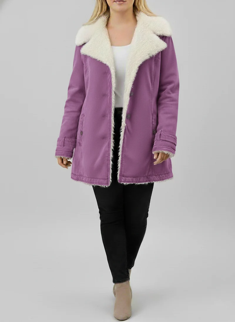 Damen Warme Sherpa-Futter Winterjacke | Große Größen