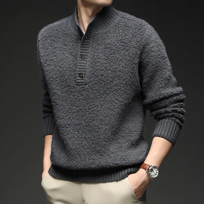 Herren Pullover mit strukturierter Oberfläche und praktischem Knopfverschluss Nord Taschen