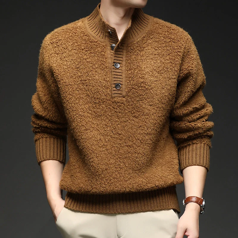 Herren Pullover mit strukturierter Oberfläche und praktischem Knopfverschluss Nord Taschen