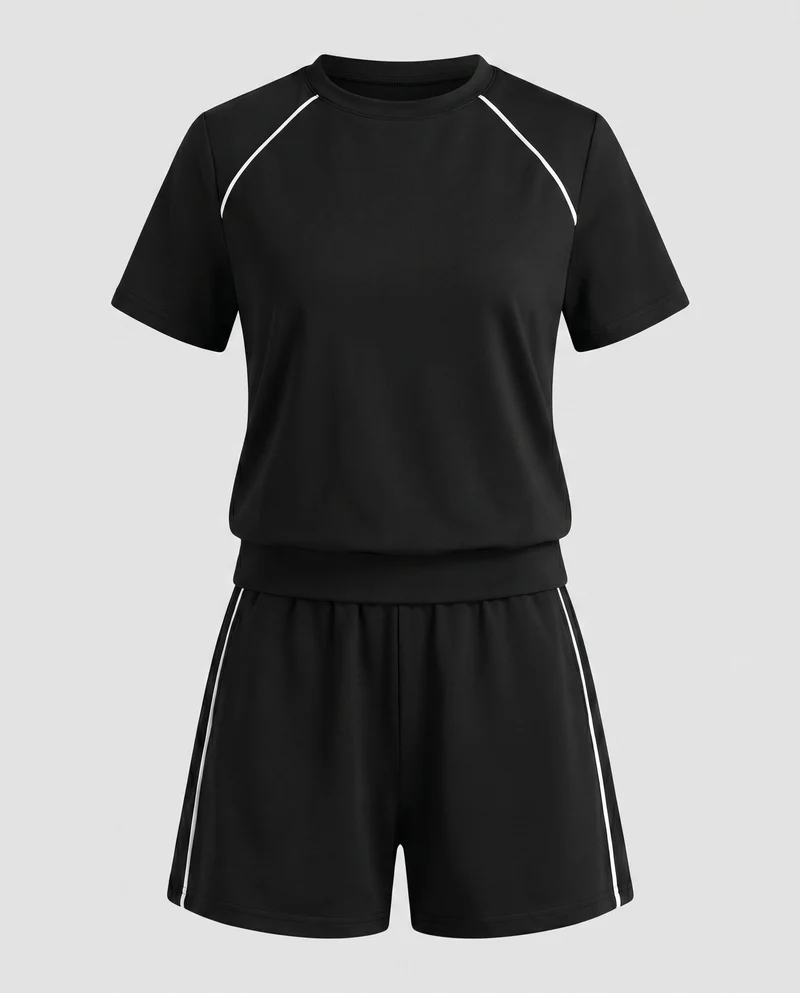 Damen Sportliches Kurzarm-Set