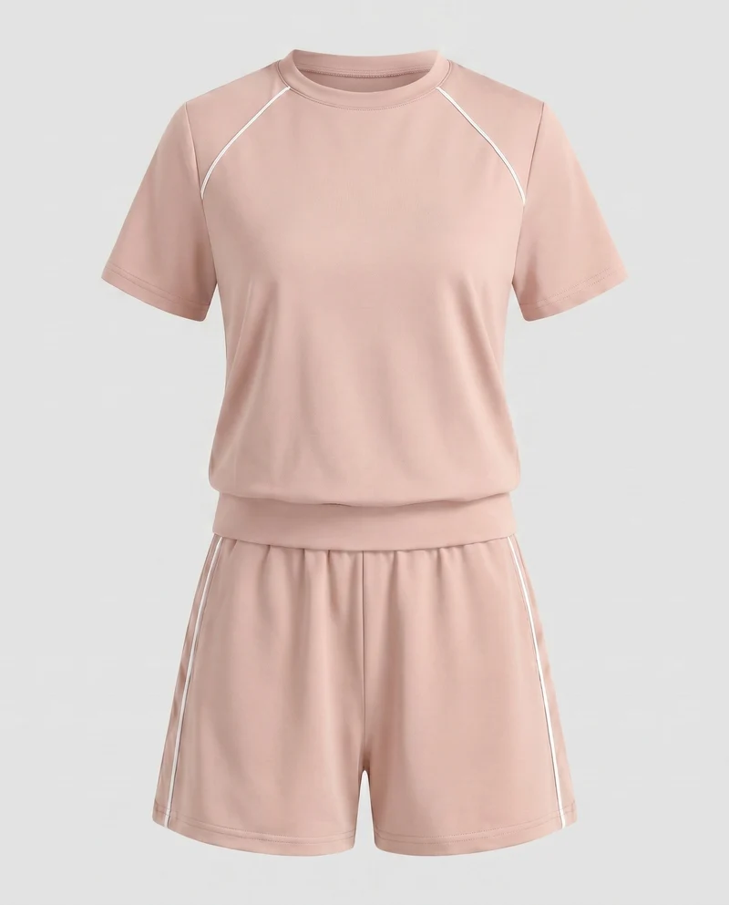 Damen Sportliches Kurzarm-Set