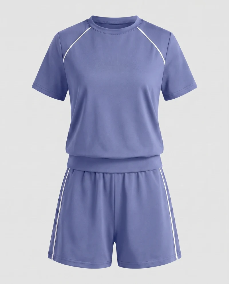 Damen Sportliches Kurzarm-Set