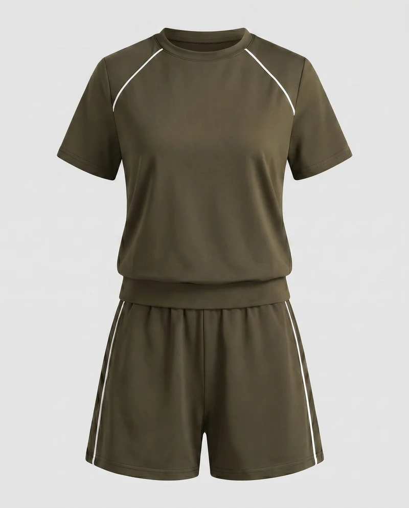Damen Sportliches Kurzarm-Set