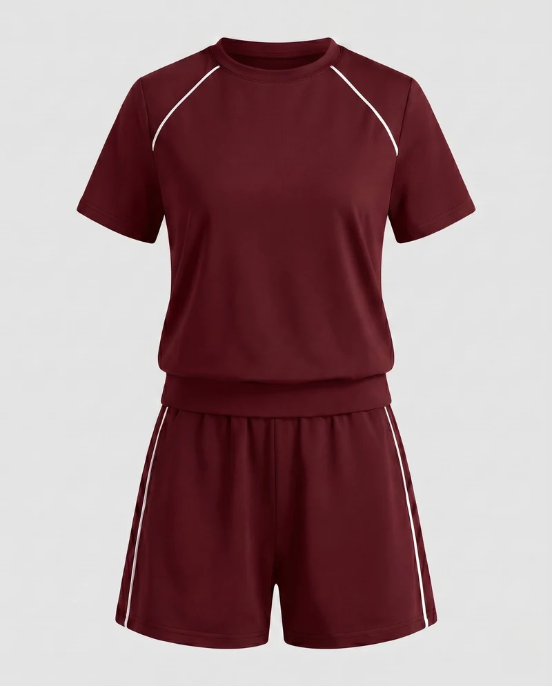 Damen Sportliches Kurzarm-Set