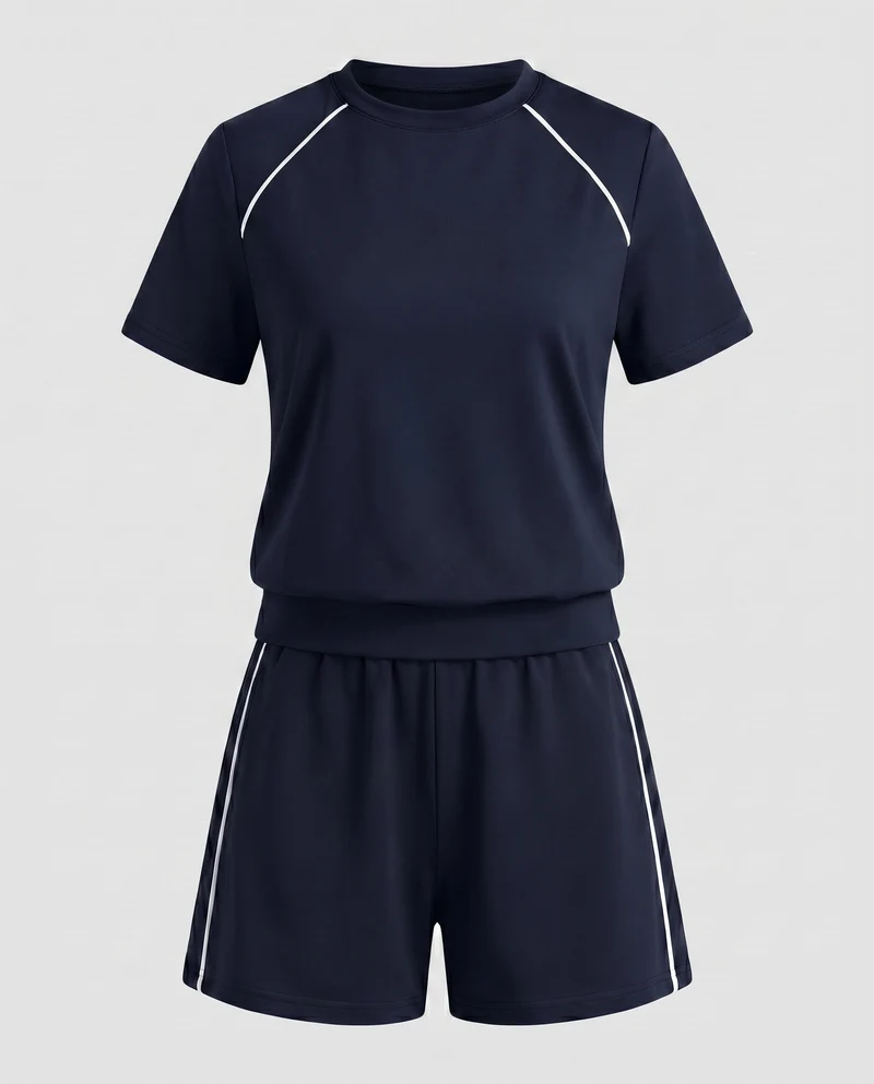 Damen Sportliches Kurzarm-Set