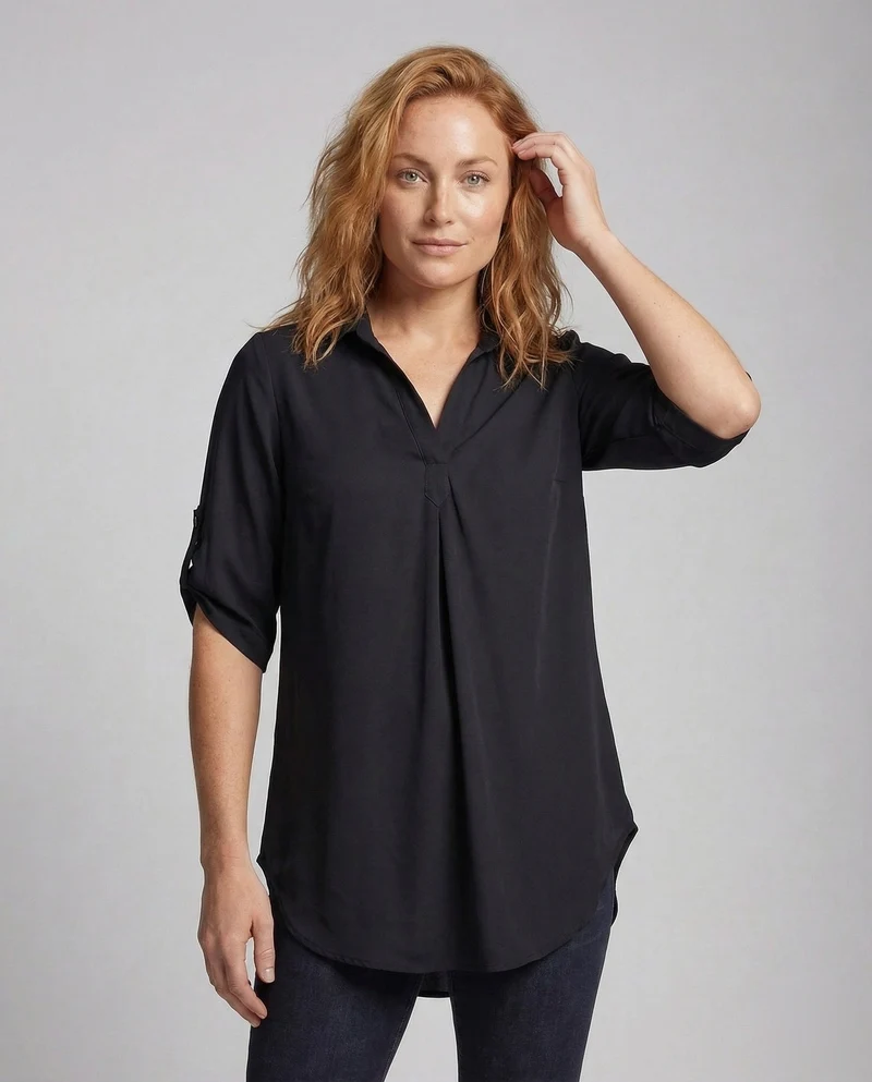 Damen Hemd-Tunika mit Stufensaum