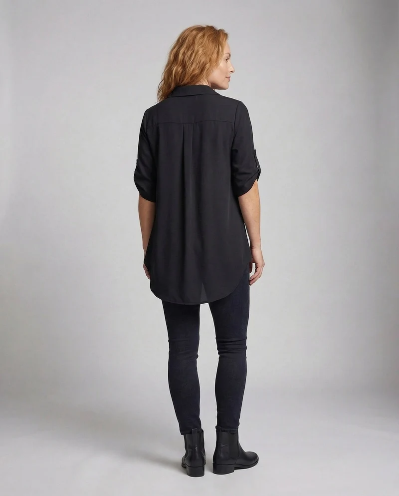 Damen Hemd-Tunika mit Stufensaum
