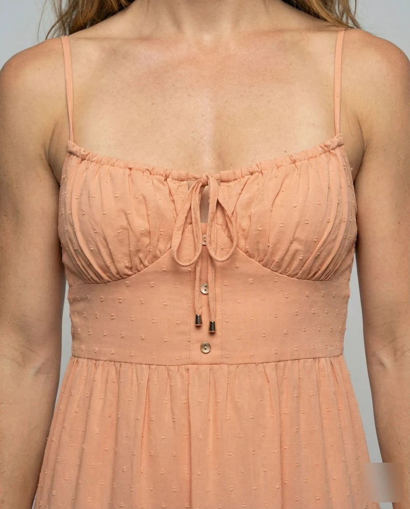 Damen Sommerliche Crinkle-Optik MischgewNord Taschene Stufen-Maxikleid