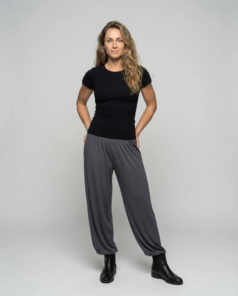 Damen Ethnische V-Taillenbund Jersey Haremshose