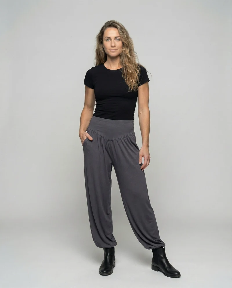 Damen Ethnische V-Taillenbund Jersey Haremshose