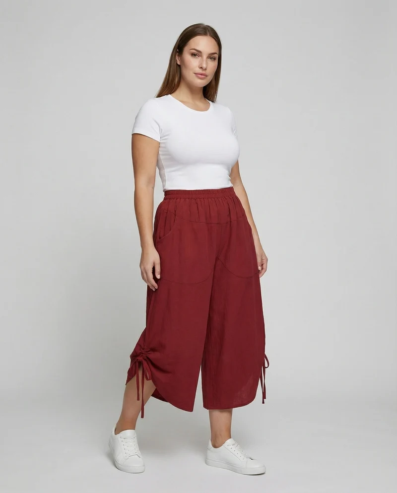 Damen Modische Zierkordel MischgewNord Taschene Rock-Culotte