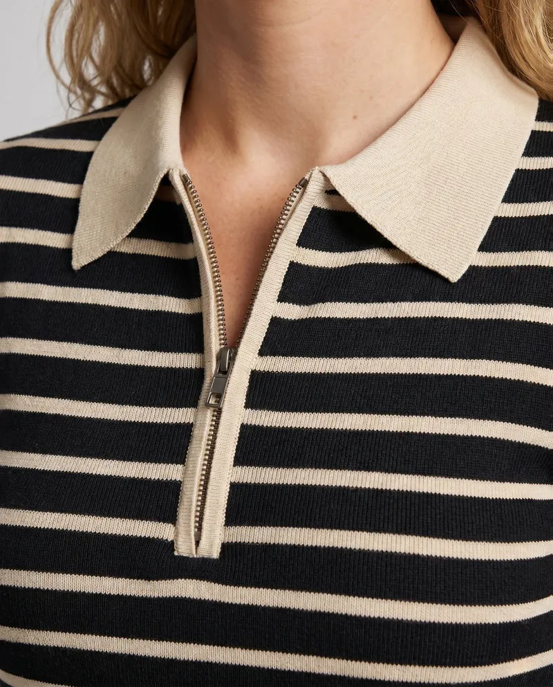 Damen Polo-Kleid mit modischem Streifenmuster und hochwertigem Kragen Nord Taschen