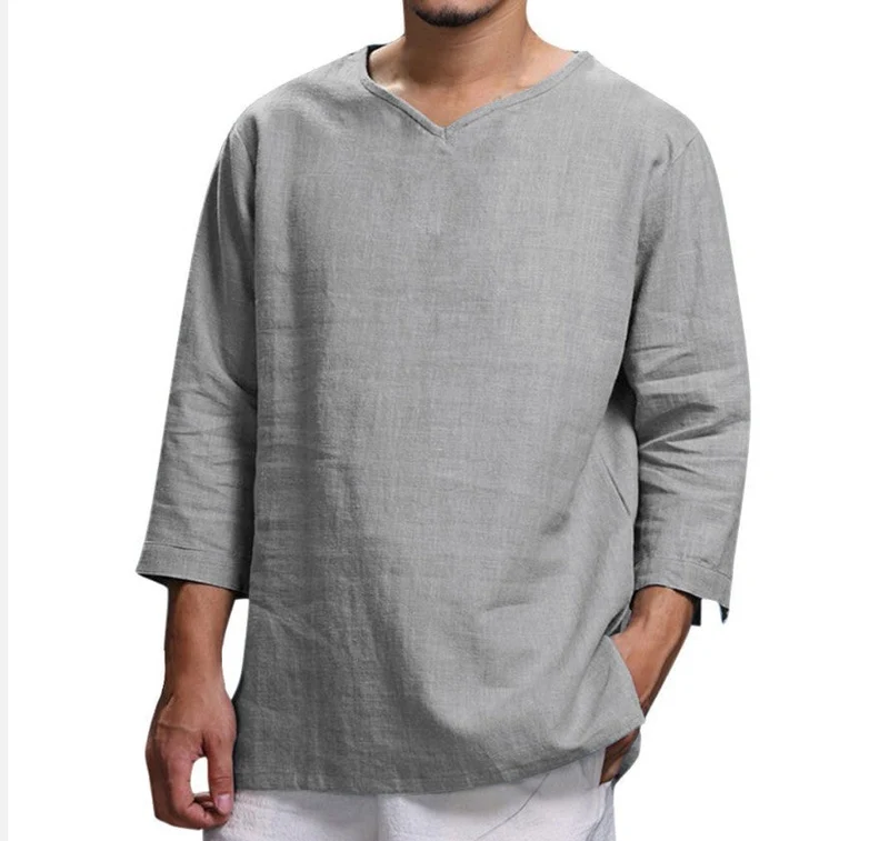 Herren Leichte Leinenbluse