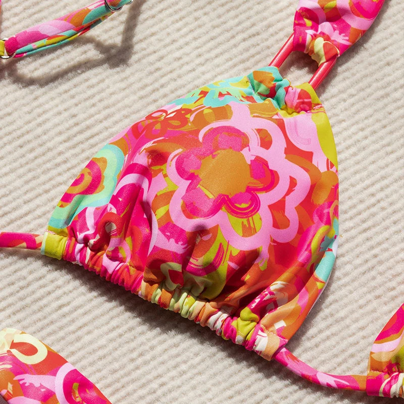 Damen Triangel-Bikini mit verstellbaren Trägern und floralem Design Nord Taschen