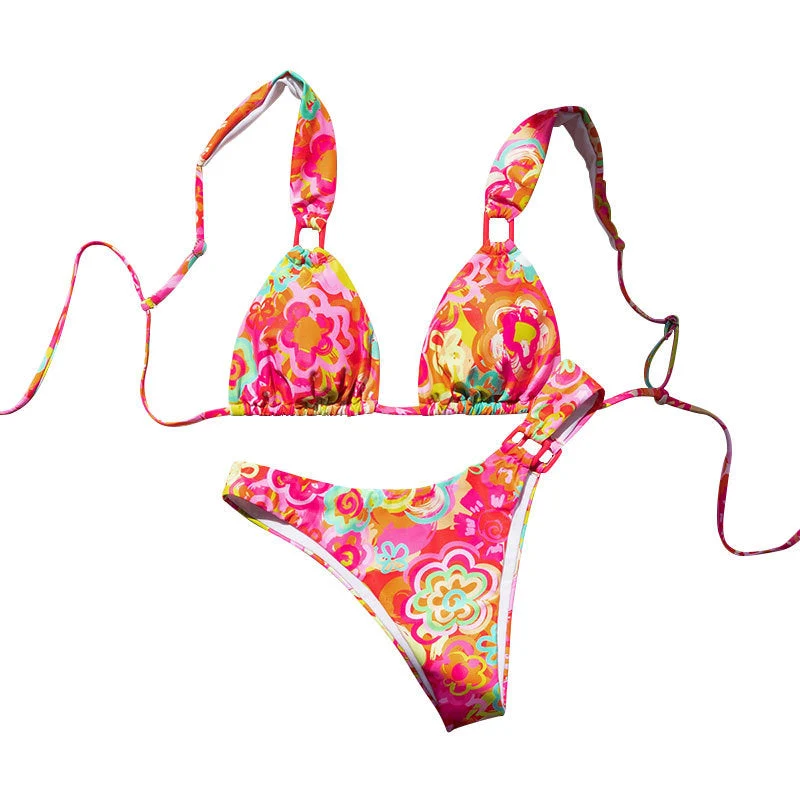 Damen Triangel-Bikini mit verstellbaren Trägern und floralem Design Nord Taschen