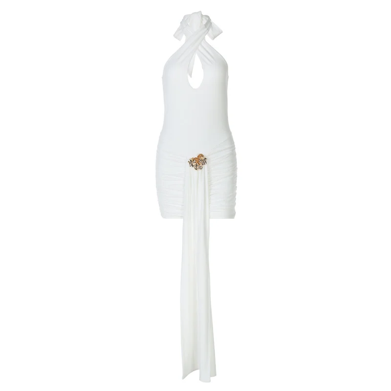 Damen Charmantes Minikleid mit Drapierung und tiefem Ausschnitt