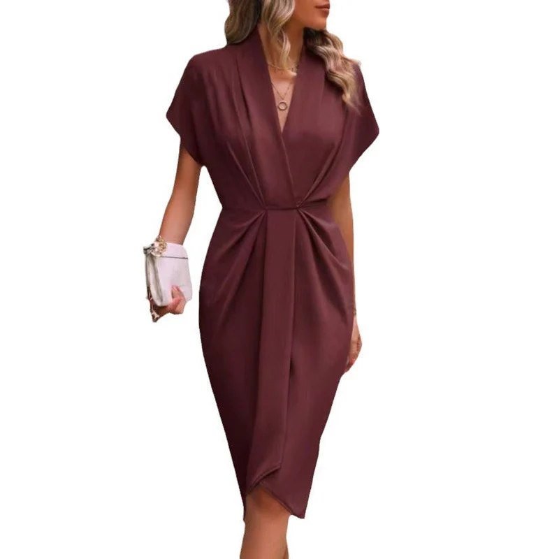 Damen Wickelkleid mit elegantem Drapierungsdesign