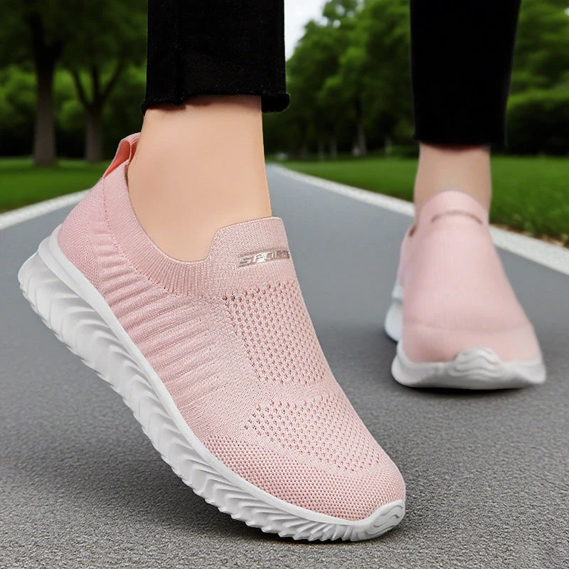 Damen Leichte Slip-On Freizeitschuhe mit atmungsaktivem Strickdesign