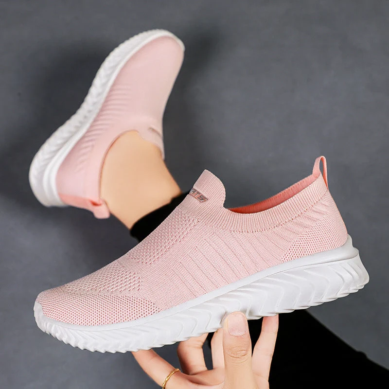 Damen Leichte Slip-On Freizeitschuhe mit atmungsaktivem Strickdesign