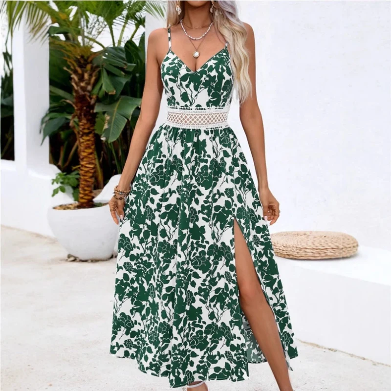 Damen Maxikleid mit raffiniertem Schnitt und Beinschlitz Nord Taschen