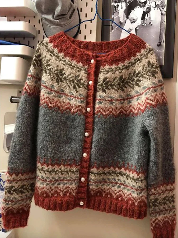 Damen Strickjacke mit Einreiherknöpfe für Herbst und Winter