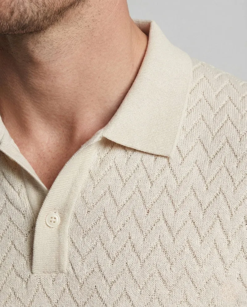 Herren Feinstrick Poloshirt mit V-Muster