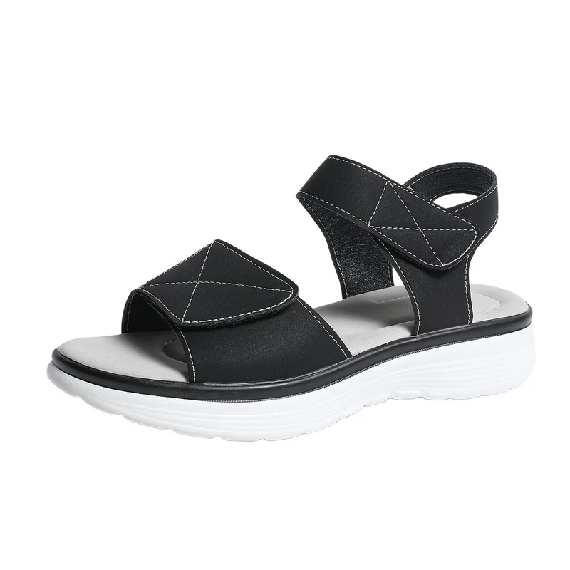 Damen Komfortable Sandalen mit elastischen Klettverschlüssen und Fußbett
