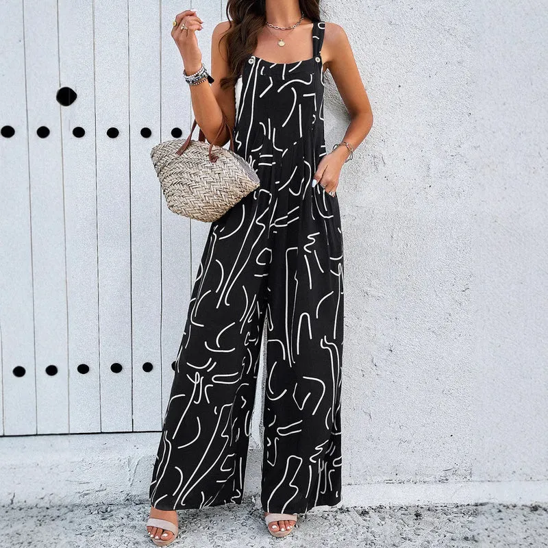 Damen weite Jumpsuit aus leichtem Stoff