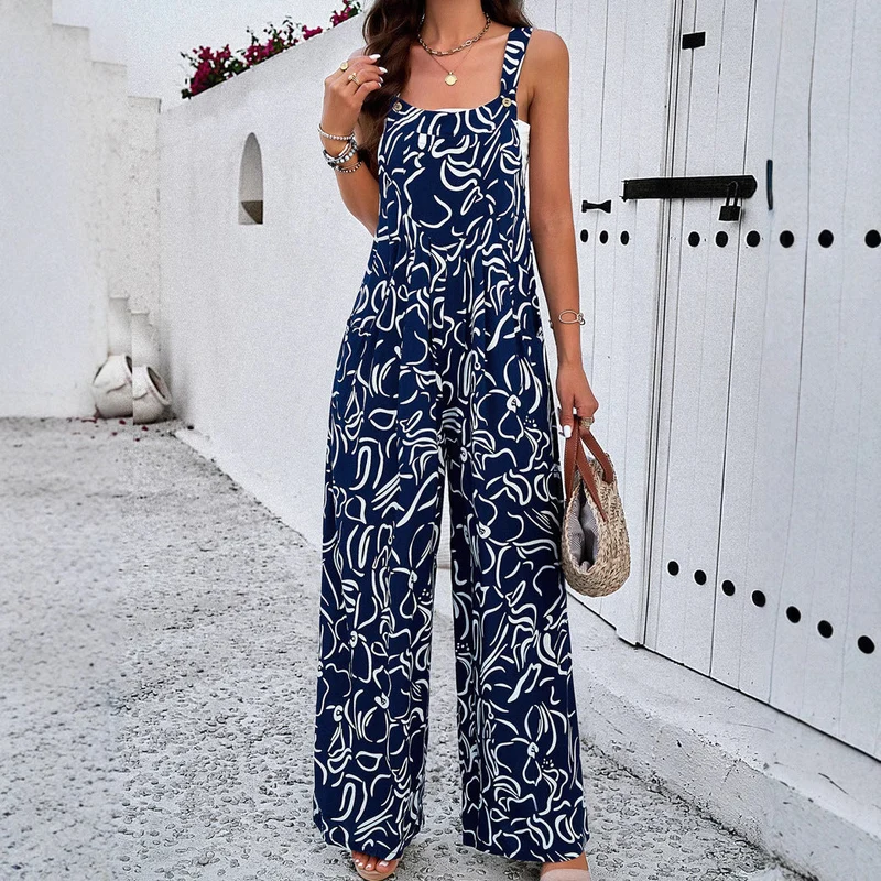 Damen weite Jumpsuit aus leichtem Stoff