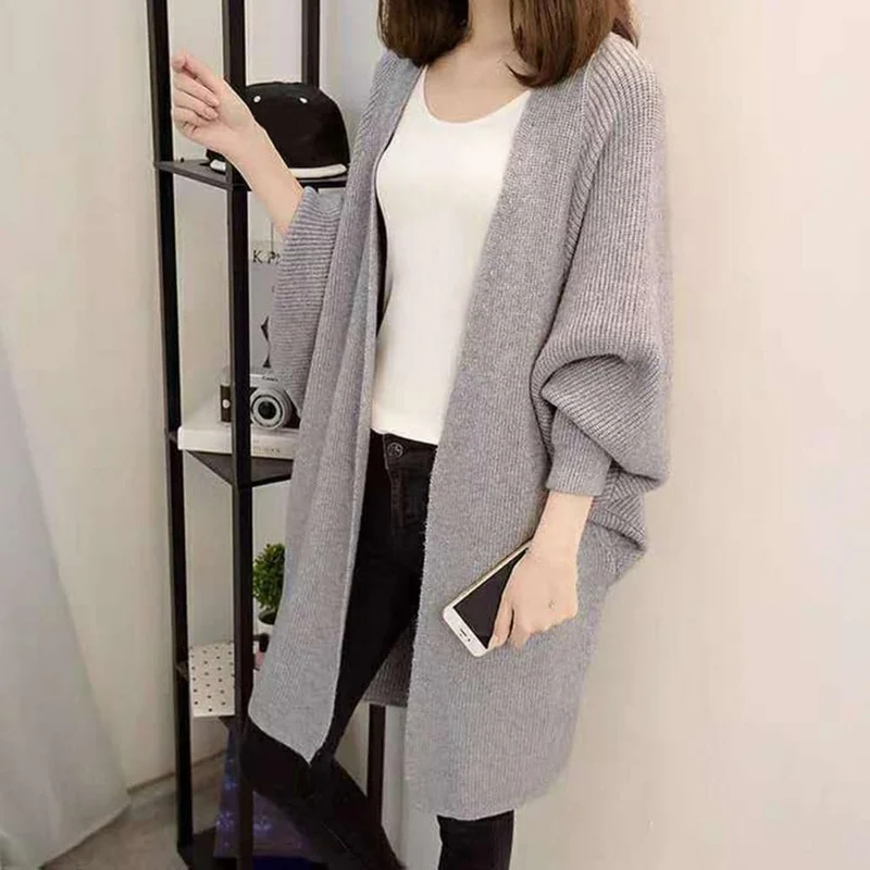 Cardigan Lange Strickjacke Oversized Fit Offene Vorderseite Weich und Warm