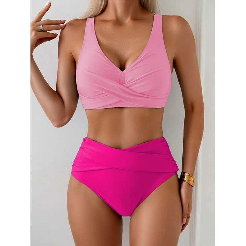 Damen Hochgeschnittenes Bikini-Set mit raffiniertem Wickeldesign Nord Taschen