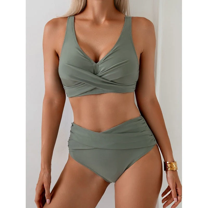 Damen Hochgeschnittenes Bikini-Set mit raffiniertem Wickeldesign Nord Taschen