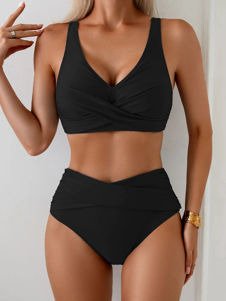 Damen Hochgeschnittenes Bikini-Set mit raffiniertem Wickeldesign Nord Taschen