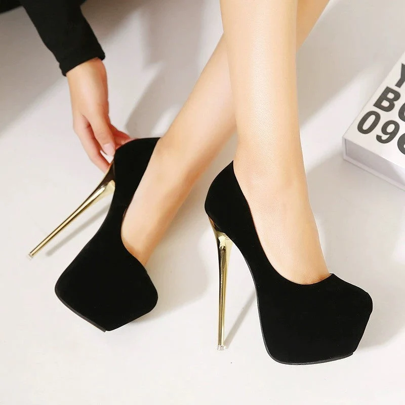 Damen High-Heel Pumps mit elegantem goldenen Absatz