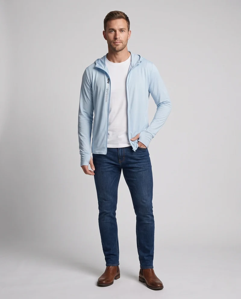 Herren atmungsaktive UV-Schutzjacke mit Kapuze Nord Taschen